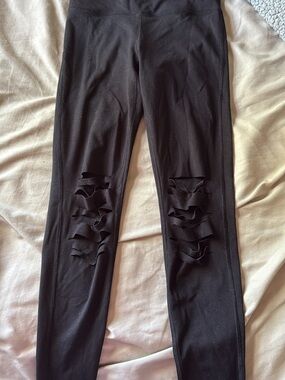 Black Cutout Ruffle Leggings